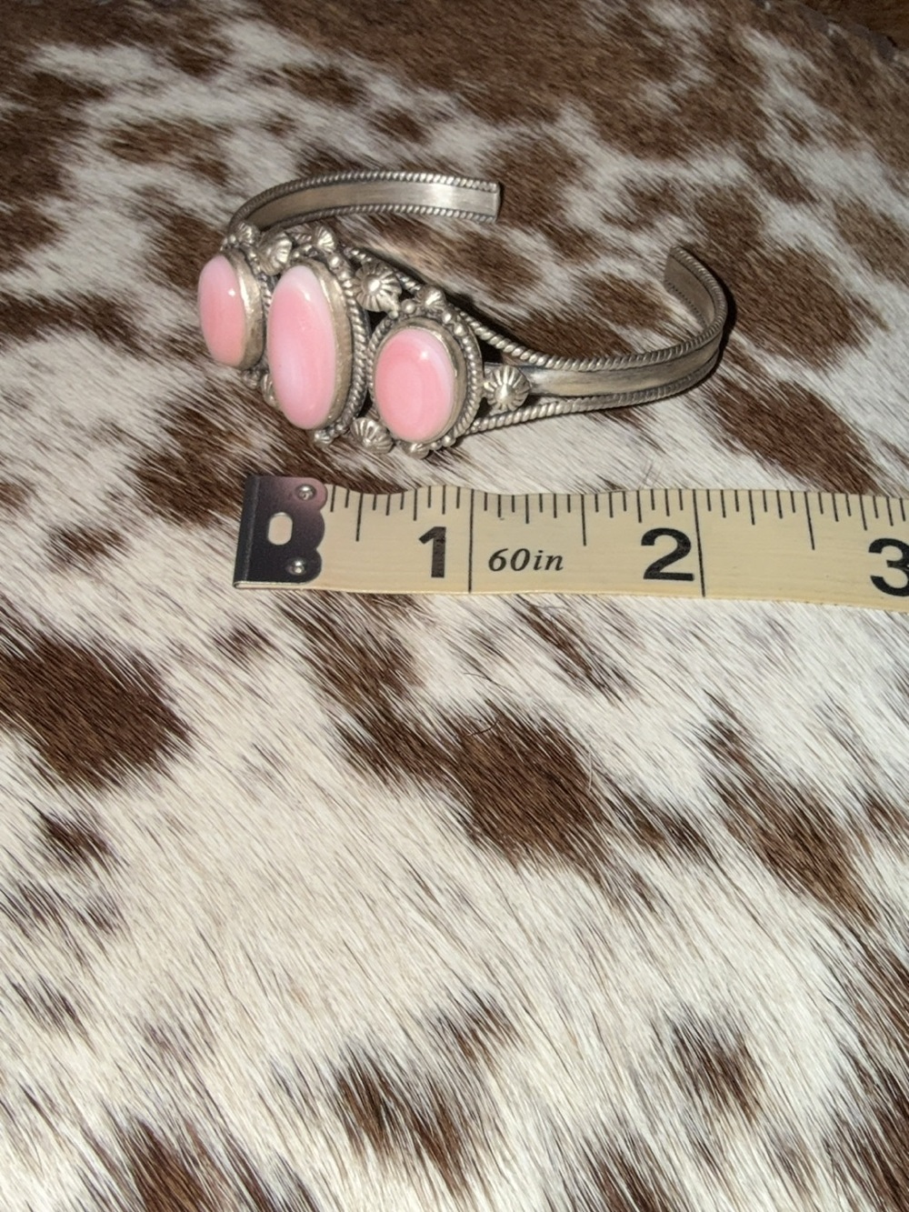 Sterling Silver Pink Conch Cuff Bracelet - Picture 12 of 14